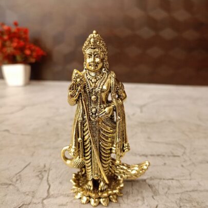 Brass Fine Art Murugan on Lotus, 4 Inch