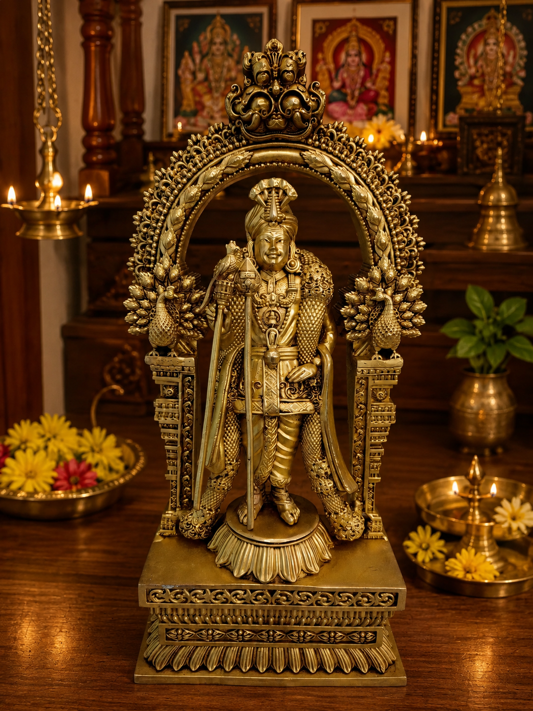 1 brass fine art raja alangara murugan idol with arch 12