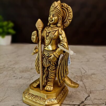 Home 1 brass murugan idol with peacock, 5.5 inch