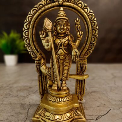 Home 1-Brass Raja Murugan Idol with Thiruvachi, 7 Inch