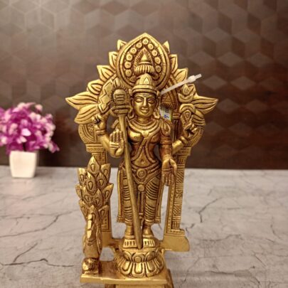 Brass Designer Arch Murugan Statue, 8 Inch