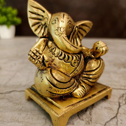 1 brass ganesha idol for car dashboard, 3 inch