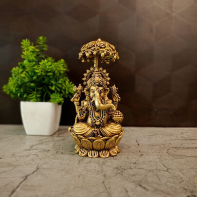 1 brass umbrella ganesha idol, 5.5 inch